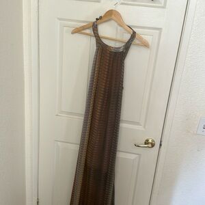 Bar lll Earth Tones long see thru dress, with skin tone slip underneath.